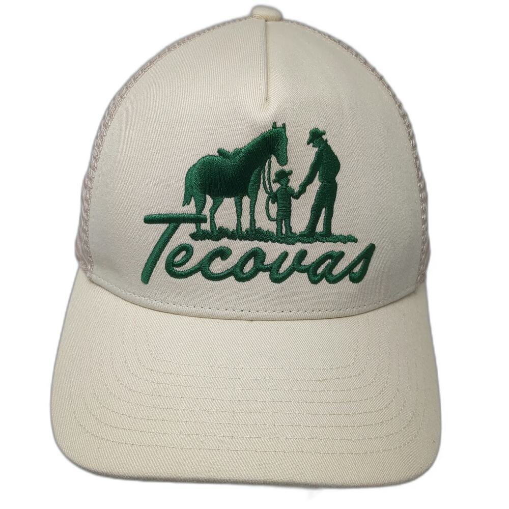 Tecovas Trucker Hat Beige One Size Mesh Snapback Cowboy Horse Western Graphic